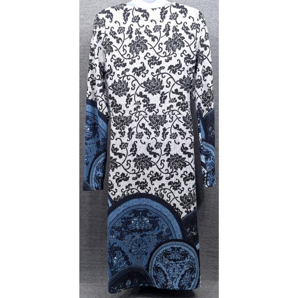WHITE MARK Dress  - Black/Blue Pattern, Long Sleeve, Pull Over, V-Neck, M, NWT - Picture 4 of 5